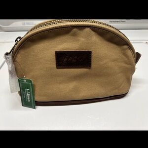 NWT L.L. Bean Brown Canvas Cosmetic/Makeup Bag